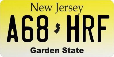 NJ license plate A68HRF