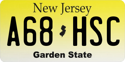 NJ license plate A68HSC