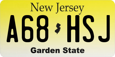NJ license plate A68HSJ