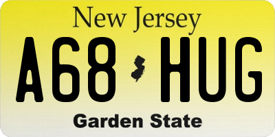 NJ license plate A68HUG