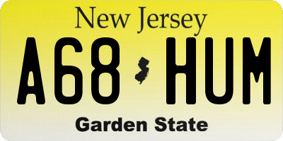 NJ license plate A68HUM