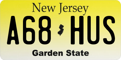 NJ license plate A68HUS