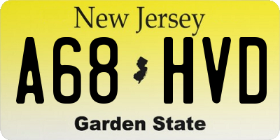 NJ license plate A68HVD