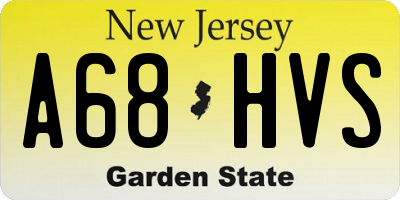 NJ license plate A68HVS