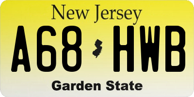 NJ license plate A68HWB