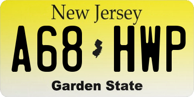 NJ license plate A68HWP