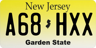 NJ license plate A68HXX