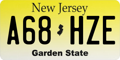 NJ license plate A68HZE