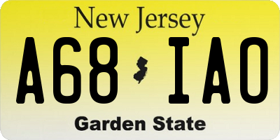 NJ license plate A68IAO