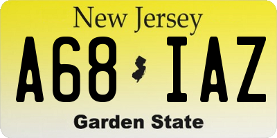 NJ license plate A68IAZ