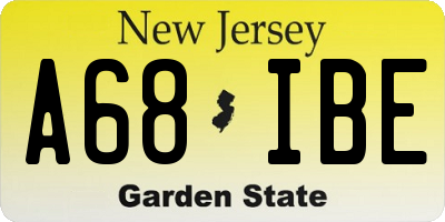 NJ license plate A68IBE