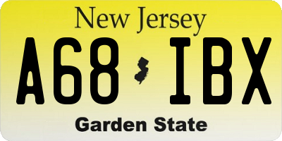 NJ license plate A68IBX