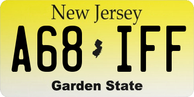 NJ license plate A68IFF