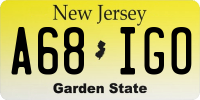NJ license plate A68IGO