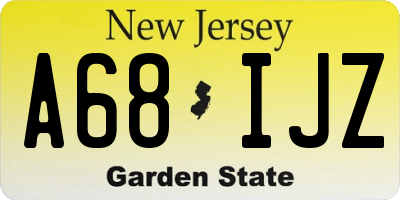 NJ license plate A68IJZ