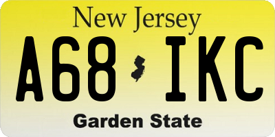 NJ license plate A68IKC