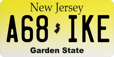 NJ license plate A68IKE