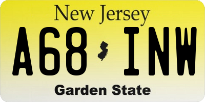 NJ license plate A68INW