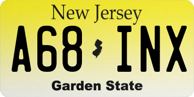 NJ license plate A68INX