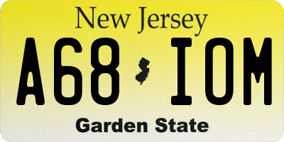 NJ license plate A68IOM