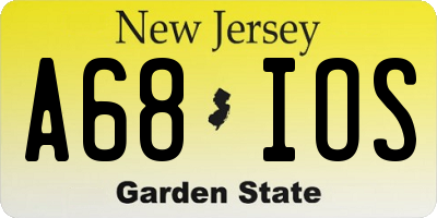 NJ license plate A68IOS