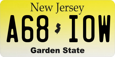 NJ license plate A68IOW