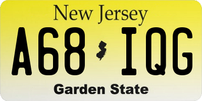 NJ license plate A68IQG