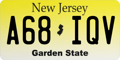 NJ license plate A68IQV