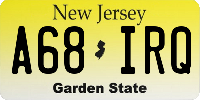 NJ license plate A68IRQ
