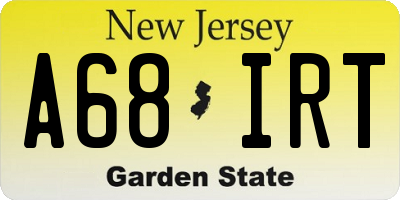 NJ license plate A68IRT