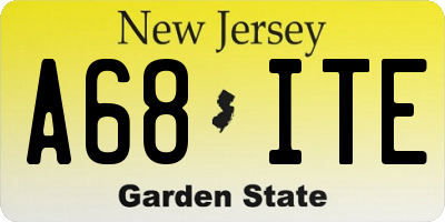 NJ license plate A68ITE