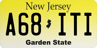 NJ license plate A68ITI