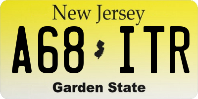 NJ license plate A68ITR