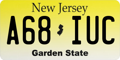 NJ license plate A68IUC