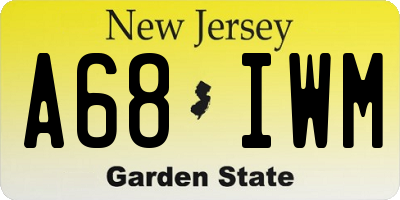 NJ license plate A68IWM
