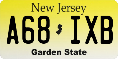 NJ license plate A68IXB