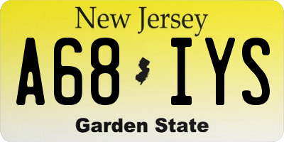 NJ license plate A68IYS