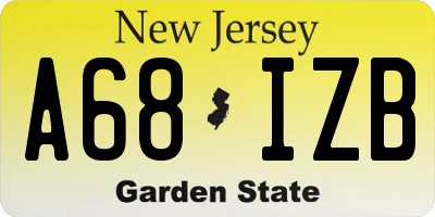 NJ license plate A68IZB