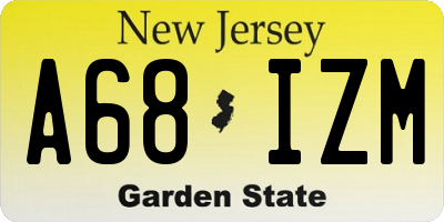 NJ license plate A68IZM
