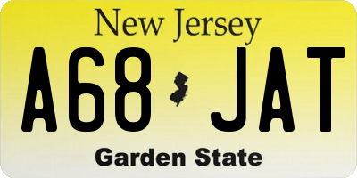 NJ license plate A68JAT