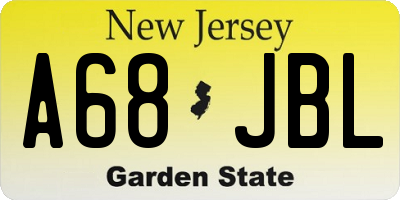 NJ license plate A68JBL