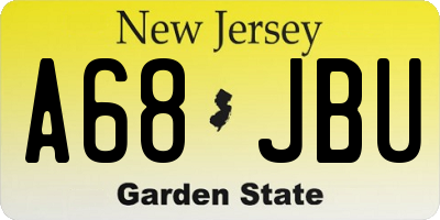 NJ license plate A68JBU