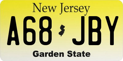 NJ license plate A68JBY