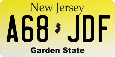 NJ license plate A68JDF