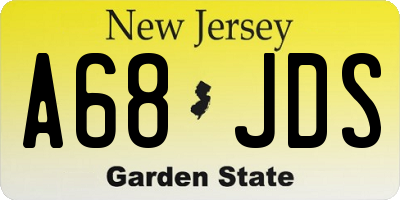 NJ license plate A68JDS