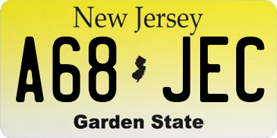 NJ license plate A68JEC