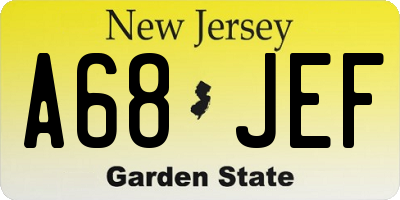 NJ license plate A68JEF
