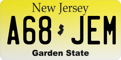 NJ license plate A68JEM
