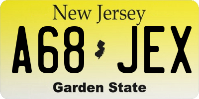 NJ license plate A68JEX