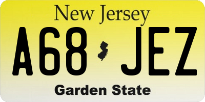 NJ license plate A68JEZ